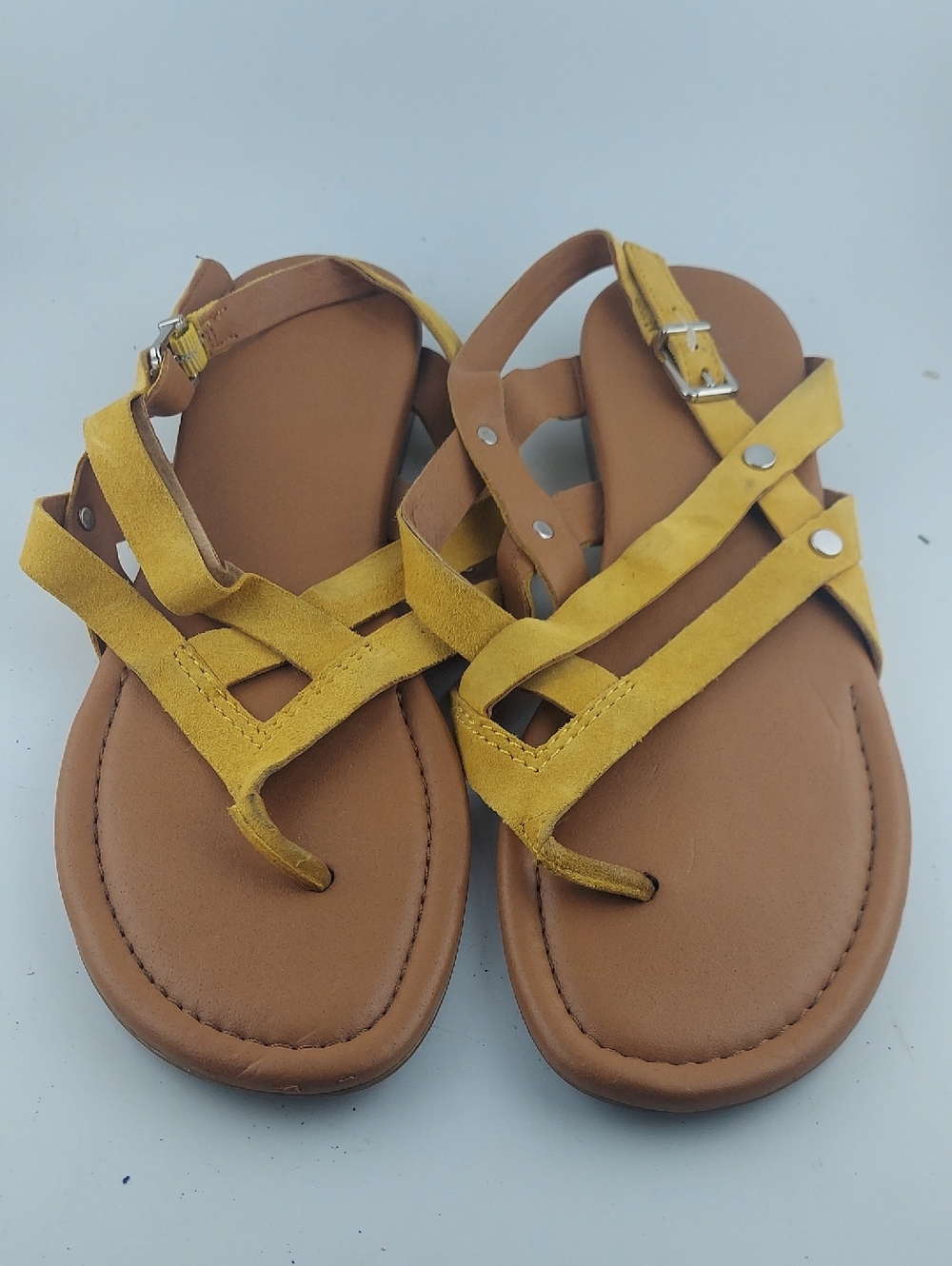 Franco Sarto Gretchen Yellow Strappy Toe-Post Sandals